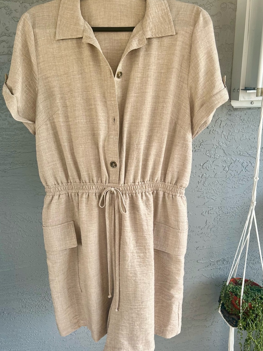 Emma & Michele resort, coastal vibes, nautical, classy Light Beige large romper